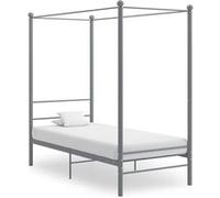 vidaXL Cadre de Lit à Baldaquin Sommier à Lattes Lit Simple Adulte Cadre à Lattes Chambre à Coucher Maison Intérieur Gris Métal 90x200 cm Gris G