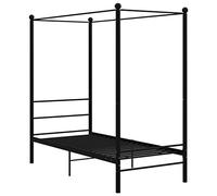 vidaXL Cadre de Lit à Baldaquin Sommier à Lattes Lit Simple Adulte Cadre à Lattes Chambre à Coucher Maison Intérieur Noir Métal 90x200 cm
