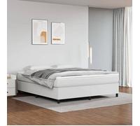 vidaXL Cadre de lit rembourré à lattes – Similicuir blanc 160x200 cm