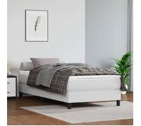 vidaXL Cadre de lit rembourré à lattes - Similicuir blanc - 90x190 cm - Sans matelas
