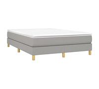 vidaXL Cadre de lit rembourré – Lit double 140x190 cm, sommier à lattes, tissu gris clair