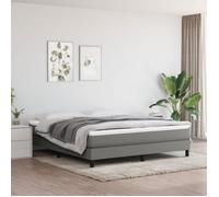 vidaXL Cadre de Lit à Lattes, Lit Rembourré avec Pieds, Lit Double avec Sommier à Lattes, Lit Adulte de Chambre, Moderne, Gris Foncé 160x200 cm Tissu