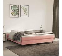 vidaXL Cadre de lit rembourré avec sommier à lattes – Lit double moderne velours 160x200 cm rose
