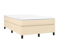 vidaXL Cadre de lit à Lattes, Lit Rembourré, Lit Double avec Sommier à Lattes, Lit Adulte de Chambre à Coucher, Moderne, Crème 120x200 cm Tissu