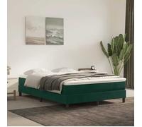 vidaXL Cadre de lit rembourré à lattes velours vert foncé 140x190 cm (sans matelas)