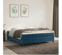 vidaXL Cadre de lit rembourré avec sommier à lattes 160x200 cm Velours Bleu foncé