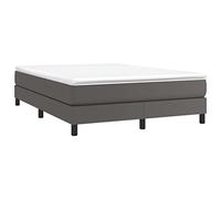 vidaXL Cadre de lit à Lattes, Lit Rembourré, Lit Double avec Sommier à Lattes, Lit Adulte de Chambre à Coucher, Moderne, Gris 140x190 cm Similicuir