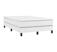 vidaXL Cadre de lit à Lattes, Lit Rembourré, Lit Double avec Sommier à Lattes, Lit Adulte de Chambre à Coucher, Moderne, Blanc 120x200 cm Similicuir