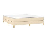vidaXL Cadre de lit à Lattes, Lit Rembourré, Lit Double avec Sommier à Lattes, Lit Adulte de Chambre à Coucher, Moderne, Crème 180x200 cm Tissu