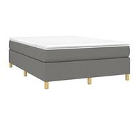vidaXL Cadre de lit rembourré 140x190 cm tissu gris foncé avec sommier à lattes sans matelas