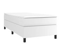 vidaXL Cadre de lit rembourré à lattes en similicuir blanc 90x190 cm sans matelas