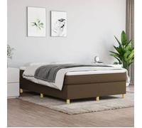 vidaXL Cadre de Lit à Lattes, Lit Rembourré, Lit Double avec Sommier à Lattes, Lit Adulte de Chambre à Coucher, Moderne, Marron Foncé 140x190 cm Tissu