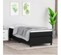 vidaXL Cadre de lit rembourré – Sommier à lattes, tissu noir – 100x200 cm