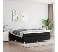 vidaXL Cadre de lit – Rembourré à lattes – Lit double moderne, tissu noir 180x200 cm