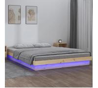 vidaXL Cadre de Lit à LED Sommier à Lattes Lit Double Lit Adulte Cadre à Lattes sur Pied Meuble de Chambre à Coucher 140x190 820017