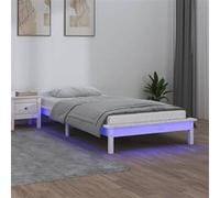 vidaXL Cadre de lit à LED Blanc 75x190 cm Petit simple Bois massif