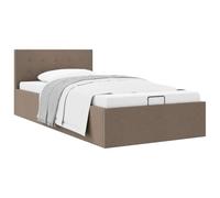 vidaXL Cadre de lit simple rembourré avec rangement hydraulique Taupe Tissu 90x200 cm