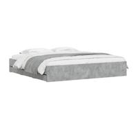 vidaXL Cadre de lit à tiroirs double Gris béton 160x200 cm Bois d'ingénierie – Lit de rangement
