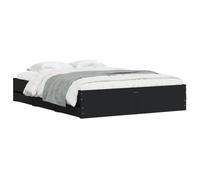 vidaXL Cadre de lit à tiroirs Noir 140x190 cm Bois d'ingénierie sans matelas
