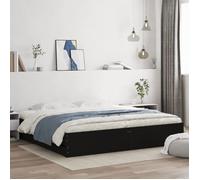 vidaXL Cadre de Lit à Tiroirs Double Noir 160x200 cm en Bois d'Ingénierie - Lit de Rangement pour Chambre à Coucher