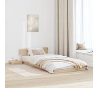 Vidaxl Cadre De Lit Au Sol Avec Tables De Chevet 75x190cm En Bois Massif