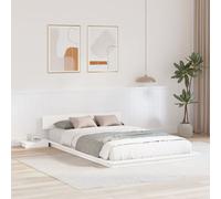 vidaXL Cadre de lit au sol avec tables de nuit blanches 120x190cm en bois massif
