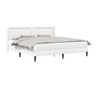 vidaXL Cadre de lit avec Bandes LED Blanc 200 x200 cm Simili Cuir, Chambre stylée, lit Moderne, Plateforme élégante, Design Solide, Cadre innovant, Sommeil raffiné, Look Urbain