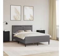 vidaXL Cadre de lit avec bandes LED Gris 140 x 190 cm Simili cuir