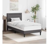 vidaXL Cadre de lit avec Bandes LED Gris 90 x 200 cm Simili Cuir