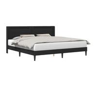 vidaXL Cadre de lit avec Bandes LED Noir 200 x200 cm Simili Cuir, Chambre stylée, lit Moderne, Plateforme élégante, Design Solide, Cadre innovant, Sommeil raffiné, Look Urbain