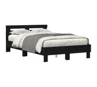vidaXL Cadre de lit avec LED Chêne Noir 120 x 190 cm Bois d'ingénierie, Mobilier de Chambre, Cadre de lit en Bois, Design rectangulaire, Base à Lattes, déco contemporaine, Simple et stylé