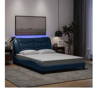 vidaXL Cadre de lit Hvar – LED, sans matelas, tissu bleu 140x190 cm