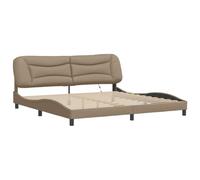 vidaXL Cadre de Lit avec LED sans Matelas Hvar, Lit Rembourré, Lit Double, Lit Adulte de Chambre à Coucher Intérieur, Moderne, Cappuccino 200x200 cm