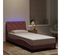 vidaXL Cadre de lit avec lumières LED rose 90x190 cm velours