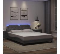 vidaXL Cadre de lit avec LED sans matelas Zadar gris 160x200 cm 3214120