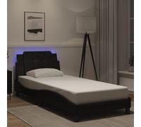 vidaXL Cadre de lit avec LED sans matelas Zadar noir 100x200 cm