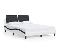 vidaXL Cadre de lit avec lumières LED blanc noir 140x190 cm similicuir, lit, sommier, lit en similicuir, meuble de chambre à 3214109