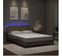 vidaXL Cadre de lit avec lumières LED cappuccino 140x190 cm similicuir, lit, sommier, lit en similicuir, meuble de chambre à 3214107