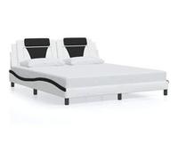 vidaXL Cadre de lit Viana avec LED 180x200 cm – sans matelas, blanc/noir