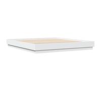 vidaXL Cadre de Lit avec Lumières LED, Sommier à Lattes, Lit Double, Lit Adulte de Chambre à Coucher Intérieur, Moderne, Blanc 200x200 cm