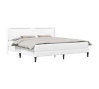vidaXL Cadre de lit avec Matelas Blanc 200 x 200 cm Simili Cuir, Cadre de lit Moderne, Design rectangulaire pour la Chambre, Un sanctuaire de Sommeil élégant avec Style