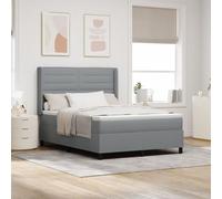 vidaXL Cadre de Lit avec Matelas et Lumière LED Gris Clair 140x190 cm Tissu
