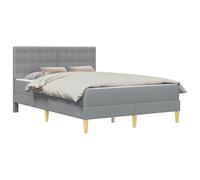 vidaXL Cadre de lit avec Matelas Gris Clair 140 x 190 cm Tissu, Cadre de lit rectangulaire Moderne, Meuble Solide pour Chambre, Solution compacte, Base de Matelas Confortable