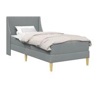 vidaXL Cadre de lit avec Matelas Gris Clair 90 x 190 cm Tissu, Ensemble de Chambre Moderne, lit rectangulaire, tête de lit Confortable, Meuble Malin pour Gagner de l'espace