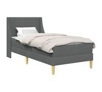 vidaXL Cadre de lit avec Matelas Gris foncé 90 x 190 cm Tissu, Ensemble de Chambre Moderne, lit rectangulaire, tête de lit Confortable, Meuble Malin pour Gagner de l'espace