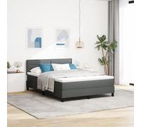 VidaXL Cadre de lit avec matelas Gris Tissu 160 x 200 cm Lit à ressorts
