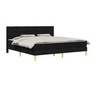vidaXL Cadre de lit avec Matelas Noir 180 x 200 cm Tissu, Chambre Moderne, Cadre de lit rectangulaire, Ensemble de Sommeil Durable, Matelas en Mousse, Solution élégante