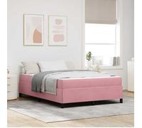 vidaXL Cadre de lit avec matelas Rose 140 x 190 cm tissu 3399065