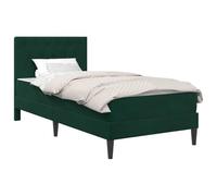 vidaXL Cadre de lit avec Matelas Vert foncé 90 x 190 cm Velours, Mobilier de Chambre Chic, lit Moderne avec Matelas, Cadre en Velours, Design rectangulaire, tête de lit Confortable, Facile à Mont