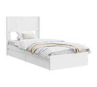 vidaXL Cadre de lit avec rangement et tête de lit Blanc 75 x 190 cm, Lit moderne de rangement, cadre rectangulaire, tête de lit élégante, style minimaliste, confort organisé